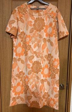 花柄　半袖　ワンピース オレンジ系