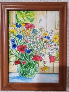 水彩画　花の絵　風景画　花　世界で１枚　水彩　アート　植物　インテリア　絵画　絵のサムネイル