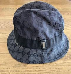 美品 GUCCI GGパターン バケットハット グレー/ブラック 美品 GUCCI GGパターン バケットハット グレー/ブラック