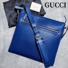 極美品✨グッチ ショルダーバッグ メンズ サコッシュ 希少 エンボス加工 青 極美品✨グッチ ショルダーバッグ メンズ サコッシュ 希少