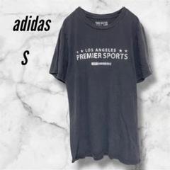 adidas◇アディダス　ロゴTシャツ メンズライク【S】ダークグレー　シンプル