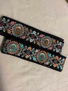 【値下げ】花柄刺繍リボン 半ロール 2本