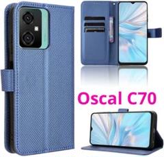 Oscal C70 ケース 手帳型 カード収納　マグネット ブルー　ネイビー