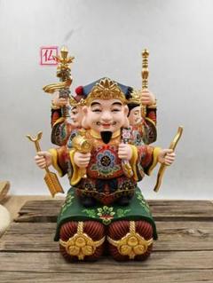 【修縁堂】古美術品 16CM 三面 塗り絵です 大黒天 修縁堂】30CM大きいサイズ 三面 塗り絵です 大黒天 古美術品
