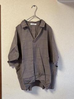 ブラウン系 chocol raffine robe チェック柄タックシャツ 半袖