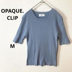 【美品】オペークドットクリップ　リブクルーネック半袖ニット　サマーニット　M