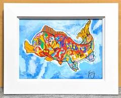 【値下げ】［F6号］ジミー大西（イルカ）肉筆/手描き/サイン有/絵画/アクリル F10号】ジミー大西【Dog】肉筆/アクリル/サイン有/油彩/絵画
