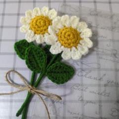 ハンドメイド　枯れない花　毛糸の花束　かぎ編み