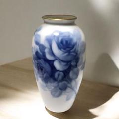 大倉陶園 オークラ ブルーローズ 花瓶 花入れ 花器 23cm - メルカリ