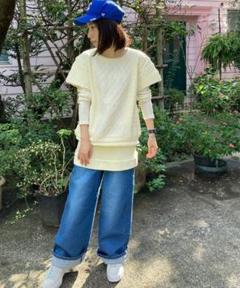 AVIE アビィ　レイヤードニットワンピース　白　ゆったり　体型カバーのサムネイル