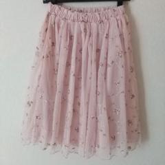 アースミュージックアンドエコロジー 刺繍チュールレーススカート