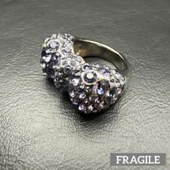【vintage】11〜12号　FRAGILE ラインストーン　リング