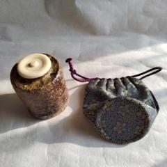 茶道具　大名物写　利休丸壺　茶入　松本鉄山　作　藤種緞子 茶道具 大名物写 利休丸壺 茶入 松本鉄山 作 藤種緞子