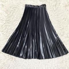 美品✨23区 スカート レザーライクプリーツスカート 黒 23年 ロング フレア