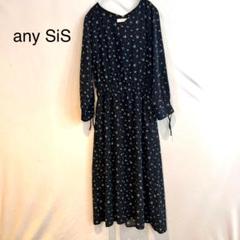 M592 エニィスィス any SiS ネイビー 花柄 長袖ワンピース ロング丈