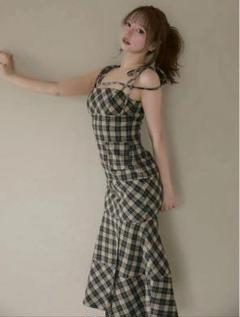 andmary Cecily check long dress