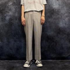 チェックパンツ/2タック ワイド テーパード スラックス 古着
