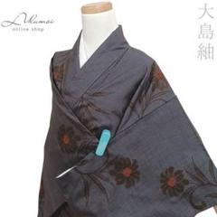 LULU85 着物 大島紬 袷 ボタニカル柄 LULU92 着物 大島紬 袷 青 黒 花柄 着丈152 - メルカリ