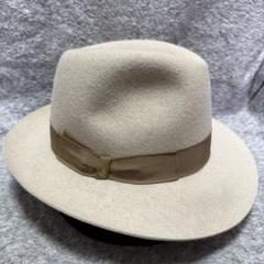 ほぼ未使用/現行 Borsalino フラット プリムハット ラビットファー