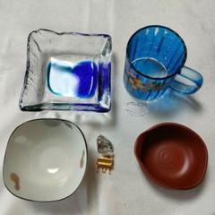 金継ぎ用　おまとめ 5点セット 琉球ガラス　常滑焼　スターバックス　クリスタル