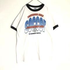 3006 SOCCER サッカー　ビッグプリント　リンガーT　Tシャツ　半袖　白