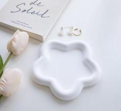 アクセサリートレイ ホワイト 花型プレート