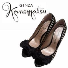 銀座かねまつ GINZA kanematsu リボン ハイヒール パンプス