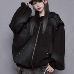 ⭐︎美品⭐︎レフレム十字架ジップパーカー REFLEM/レフレム』クロス総柄ラインストーンZIPパーカー/ジップ