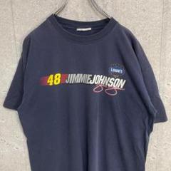 レーシング ジミージョンソン 企業ロゴ フェードネイビーTシャツL程度