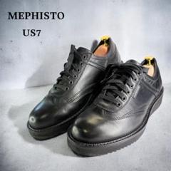 【美品】MEPHISTO メフィスト　レザースニーカー（US7）革靴　本革　黒 美品】MEPHISTO メフィスト レザースニーカー（US7）革靴 本革