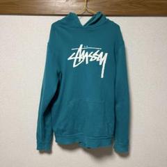 【stussy】古着 リバーシブル パーカー プルオーバー ティール Lサイズ
