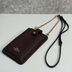 COACH⭐️ スマホショルダーバッグ ダークバーガンディ色