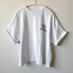ミラオーウェン ロゴTシャツ Fサイズ ホワイト ワンサイズ シンプル 大きめ