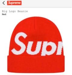 Supreme big logo beanie 赤