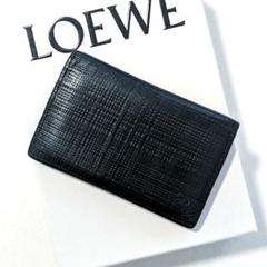 ロエベ　リネン　カードケース　名刺入れ　ブラック　ビジネス　ブラック