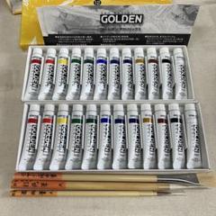 新品未使用 アクリル絵の具 ゴールデンアクリリックス 12色2箱筆