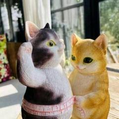 1個限定★身体測定をする猫ちゃんたちのかわいいオブジェ★ガーデニング インテリア