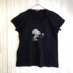 ピーナッツ　スヌーピー　Tシャツ　カットソー　【LL】　黒　半袖　綿 100%