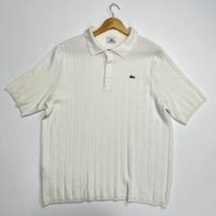 【オールド ラコステ】麻リネン 文字ワニロゴ サマーニット ポロシャツ 白. 90s CHEMISE LACOSTE 文字ワニ オールドラコステ ポロシャツ