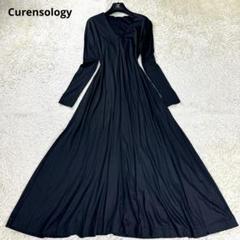 極美品✨カレンソロジー マキシ丈ワンピース フレア 洗える Vネック 伸縮性 黒