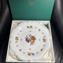 新品 箱入】チューリンゲン ポーセリン 高級 金彩 花柄 特大皿