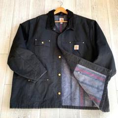 90s CARHARTT カーハート チョアジャケット　42 ブラック USA USA製 90s Carhartt Blanket Lined Black Denim Active Jacket
