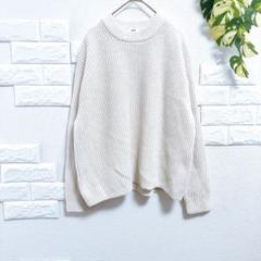 ユニクロ　セーター　ワッフルニット　美品　L　白　ゆったり　着回し　レディース