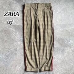 ZARA メンズ チェック柄アンクルパンツ サイドライン ストレッチ 後ろゴム