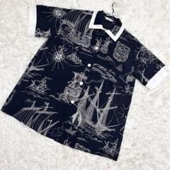 DIAS✨美品　柄シャツ　半袖　船柄　サラサラ　爽やか　夏　ネイビー