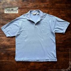 90s 白タグ Eddie Bauer エディーバウアー ポロシャツ 鹿子 水色