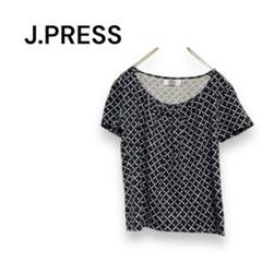 【ジェイプレス】半袖　Tシャツ　カットソー　総柄　黒