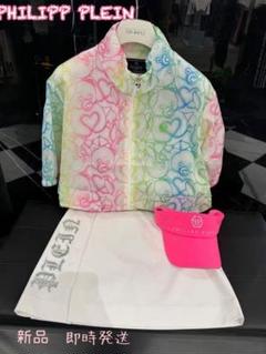 新品☞フィリップ・プレイン　華やかなゴルフ半袖　ブルゾン【S】ベスト 新品☞ラスト1点❗️フィリップ・プレイン華やかなゴルフ半袖