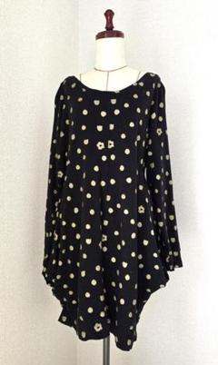 TSUMORI CHISATO ツモリチサト 金の水玉ワンピース 猫 ブラック