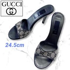 美品　GUCCI グッチ 24.5cm ミュール サンダル　GGキャンバス 黒